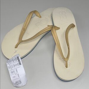 Romes NWT Beige and Blue Men's Flip-Flops Size 13